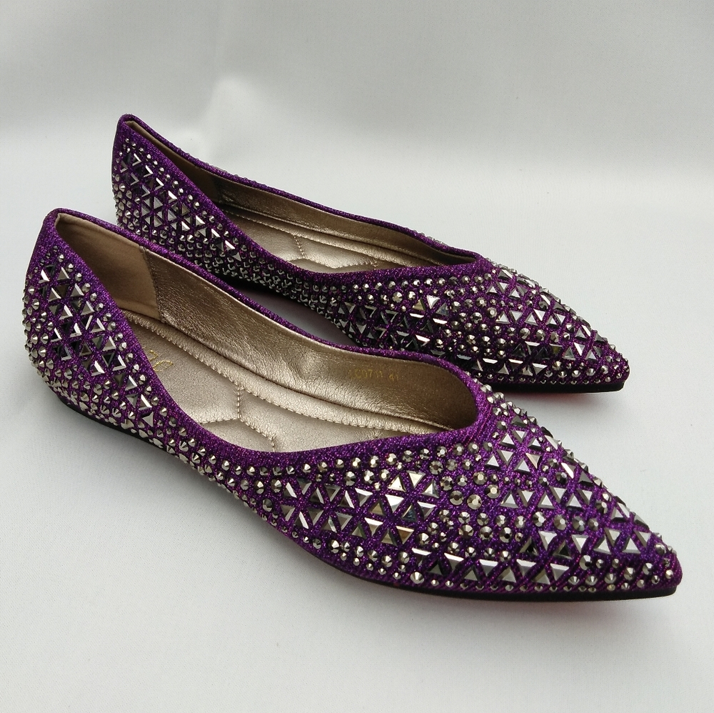Purple Ballet Flats With Silver Studs Flats Size 9